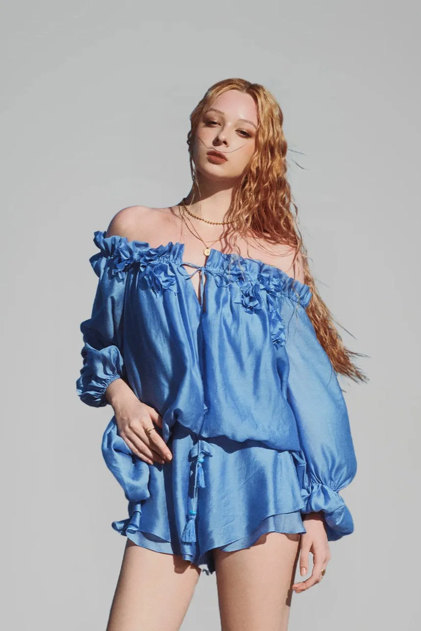 XITA • Blue Chiffon Shorts