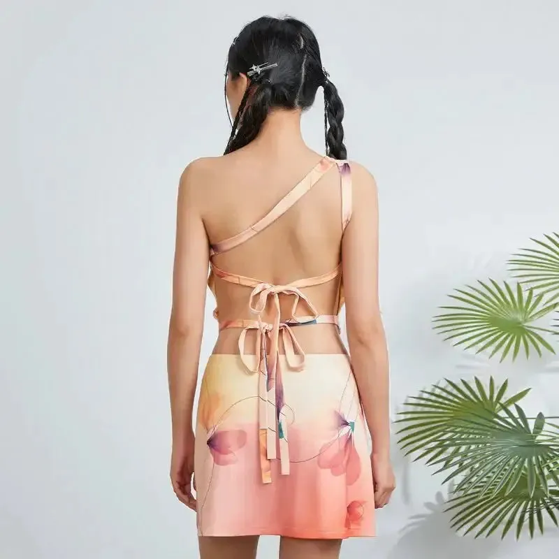 Y2K Floral Sheath Dress for Women with V-Neck in Summer Style