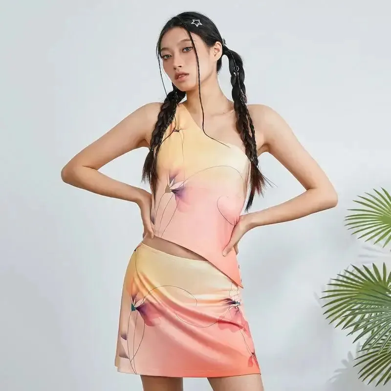 Y2K Floral Sheath Dress for Women with V-Neck in Summer Style