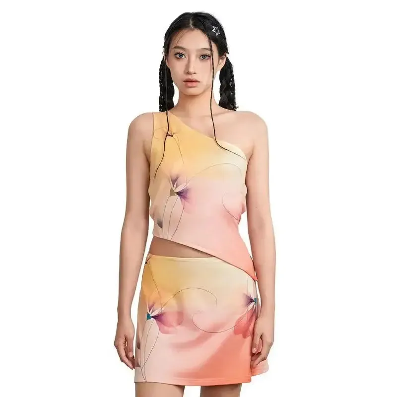 Y2K Floral Sheath Dress for Women with V-Neck in Summer Style
