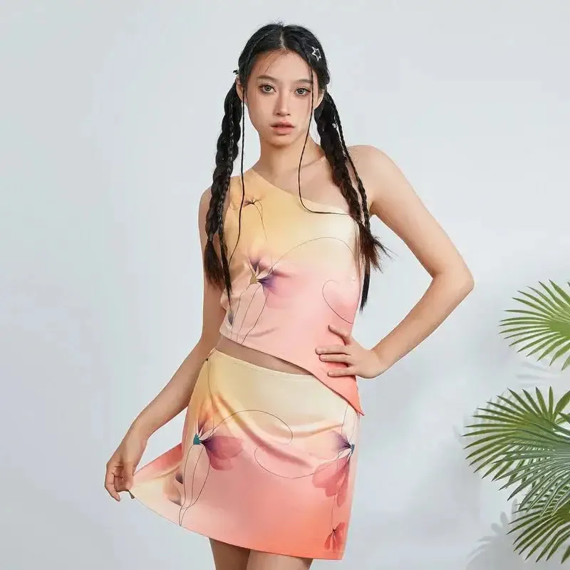 Y2K Floral Sheath Dress for Women with V-Neck in Summer Style