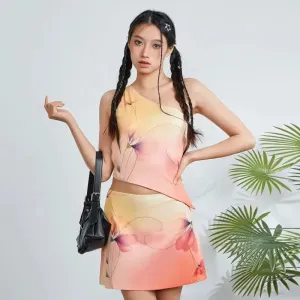 Y2K Floral Sheath Dress for Women with V-Neck in Summer Style
