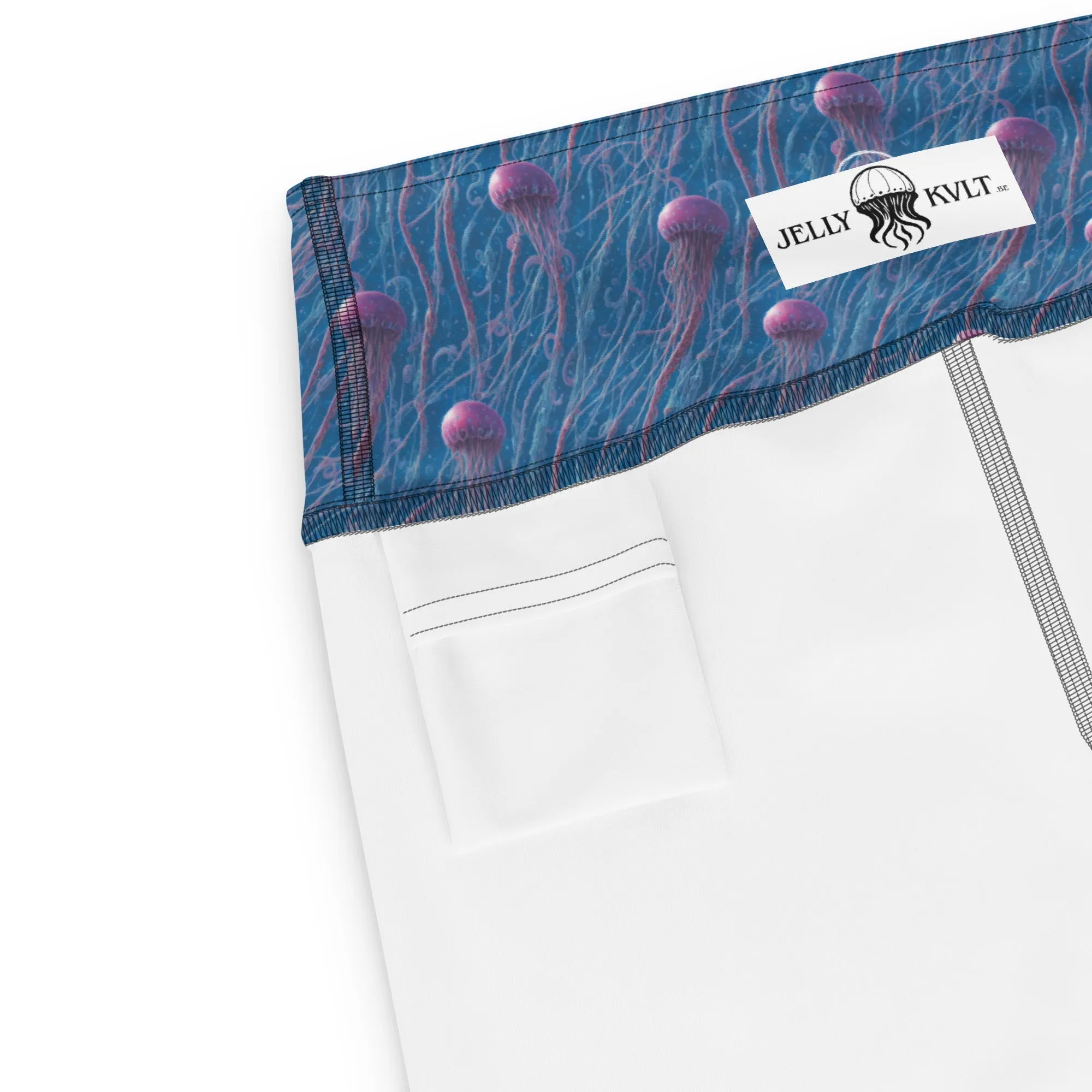 Yoga Shorts - Blue And Violet Jellyfishes