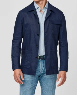 Zignone Indigo Stretch Wool & Linen with Denim Look