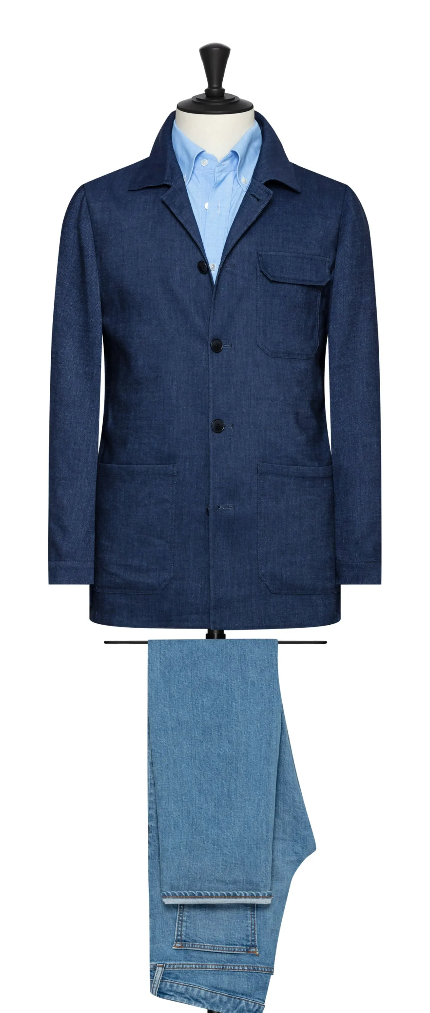 Zignone Indigo Stretch Wool & Linen with Denim Look