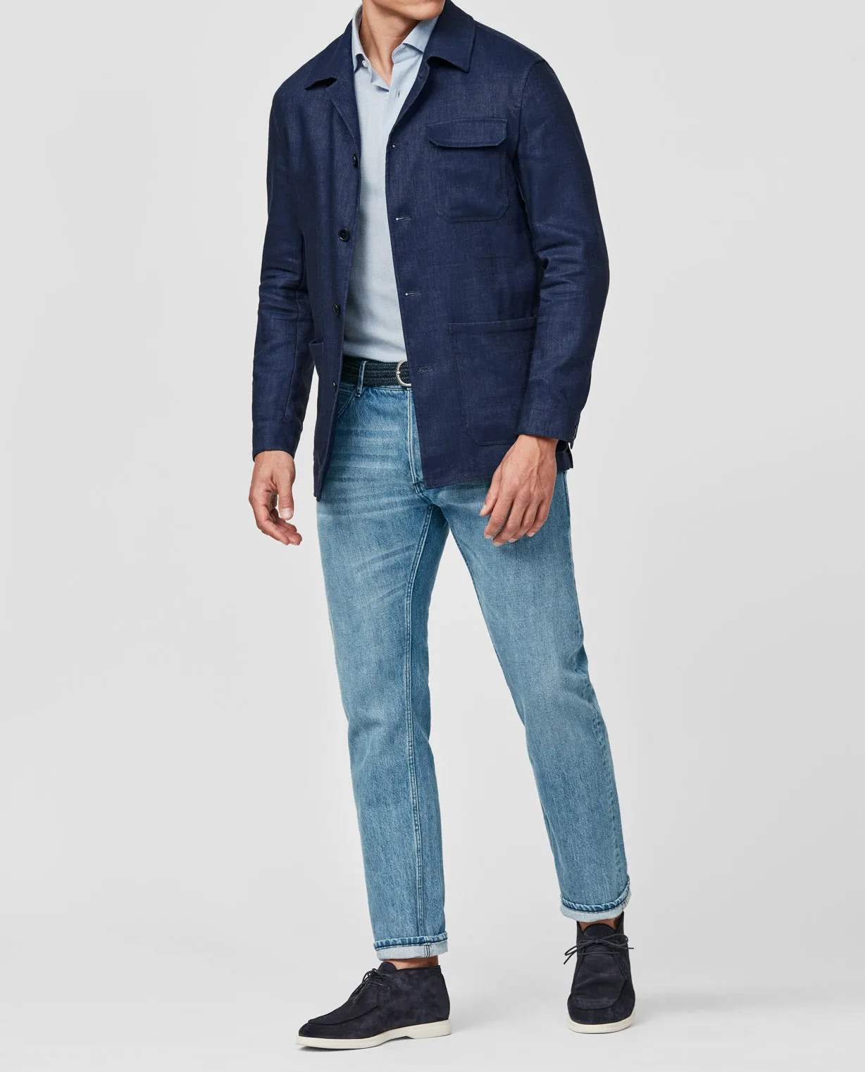 Zignone Indigo Stretch Wool & Linen with Denim Look